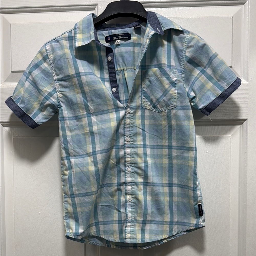 Ben Sherman Blue and Green Plaid Button Down Shirt